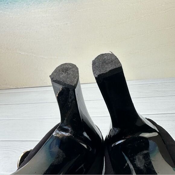 Michael Kors Morgen Black Patent High Heel Peep Toe Platform Sz 10 - Picture 4 of 10